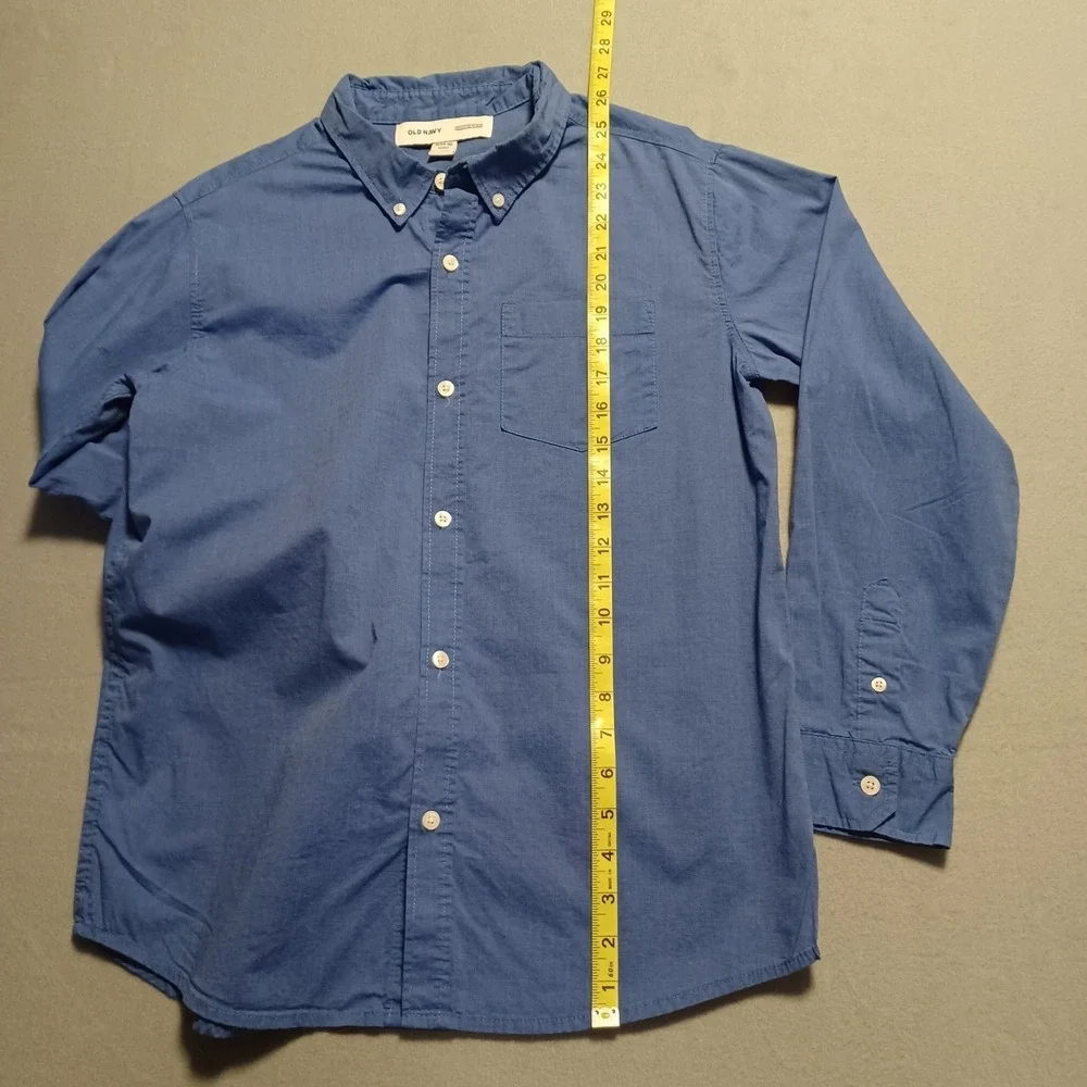 Old Navy Boys‎ Blue Built-In Flex Long Sleeve Button Down Shirt XL 14-16 Husky